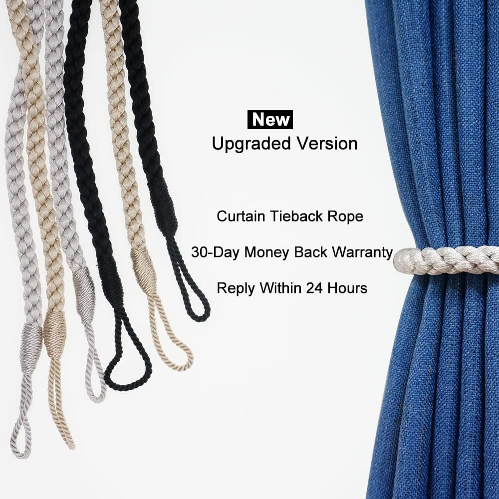 Curtain Tiebacks Ropes 4pcs Handmade Beige Holdbacks