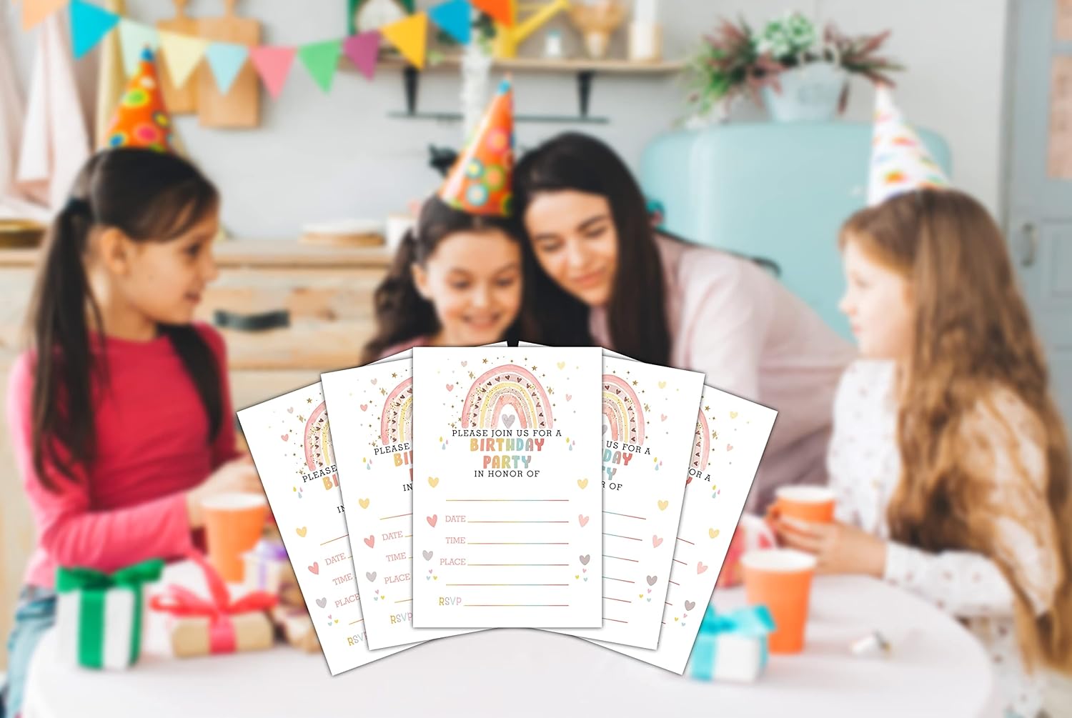 Lesixur Rainbow Birthday Party Invitation Cards 20PCS With Envelopes