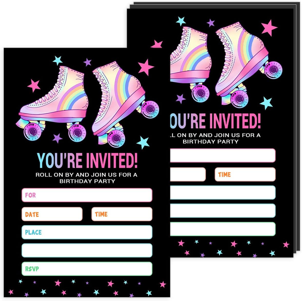 Skating Party Invitations with Envelopes Black