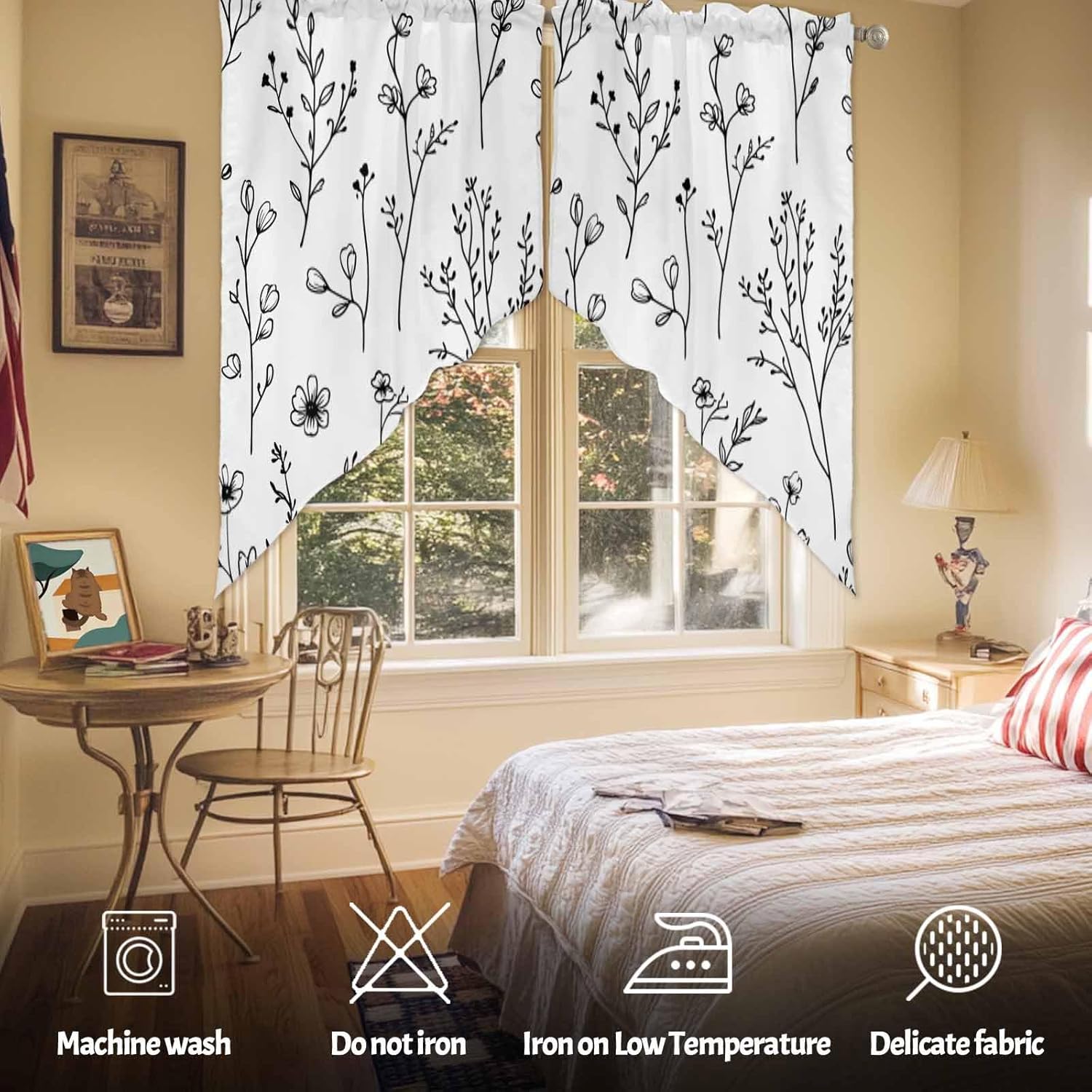 Spring Blooms Botanical Swag Valances 2 Pack Kitchen Window Curtains