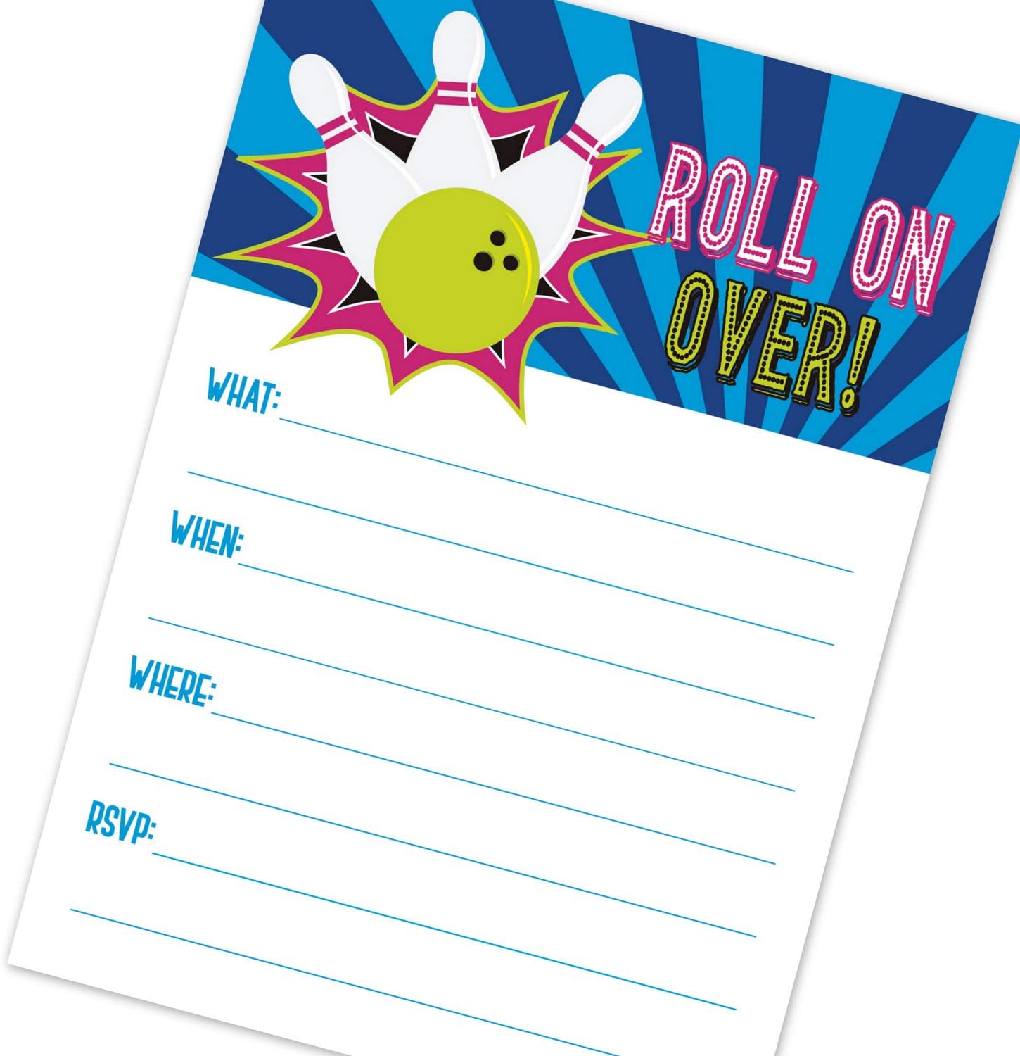 Cosmic Neon Bowling Birthday Invites 20 Count