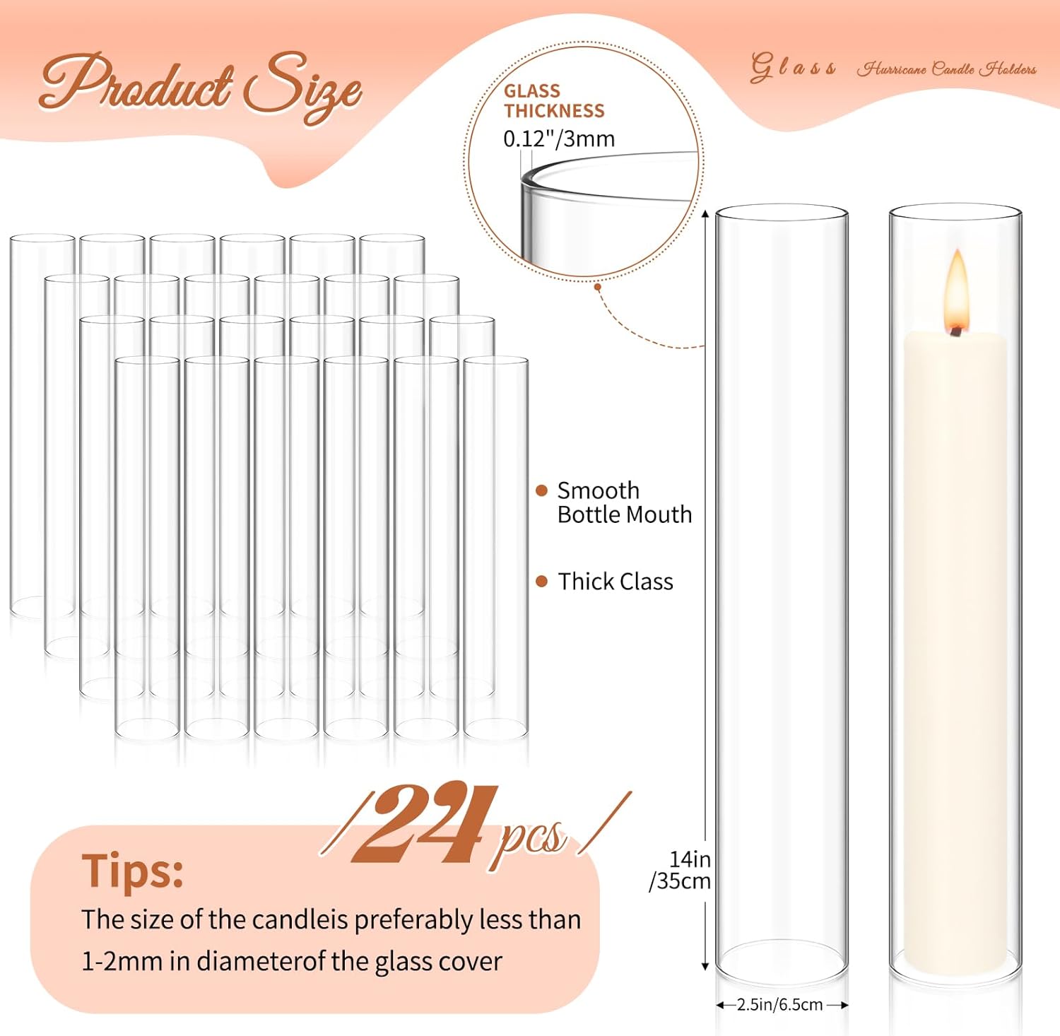 Showgeous 24 Piece Hurricane Candle Holder Set