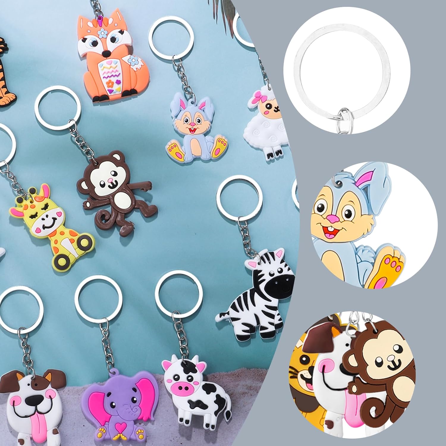 24 Pcs Jungle Safari Animal Keychain Party Favors