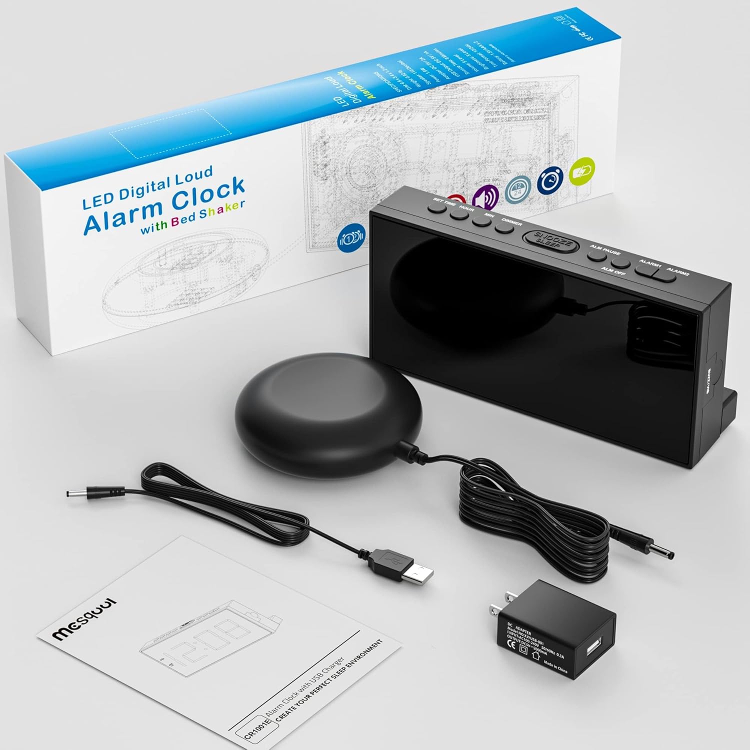 Extra Loud Dual Alarm Clock with Vibration for Deep Sleepers