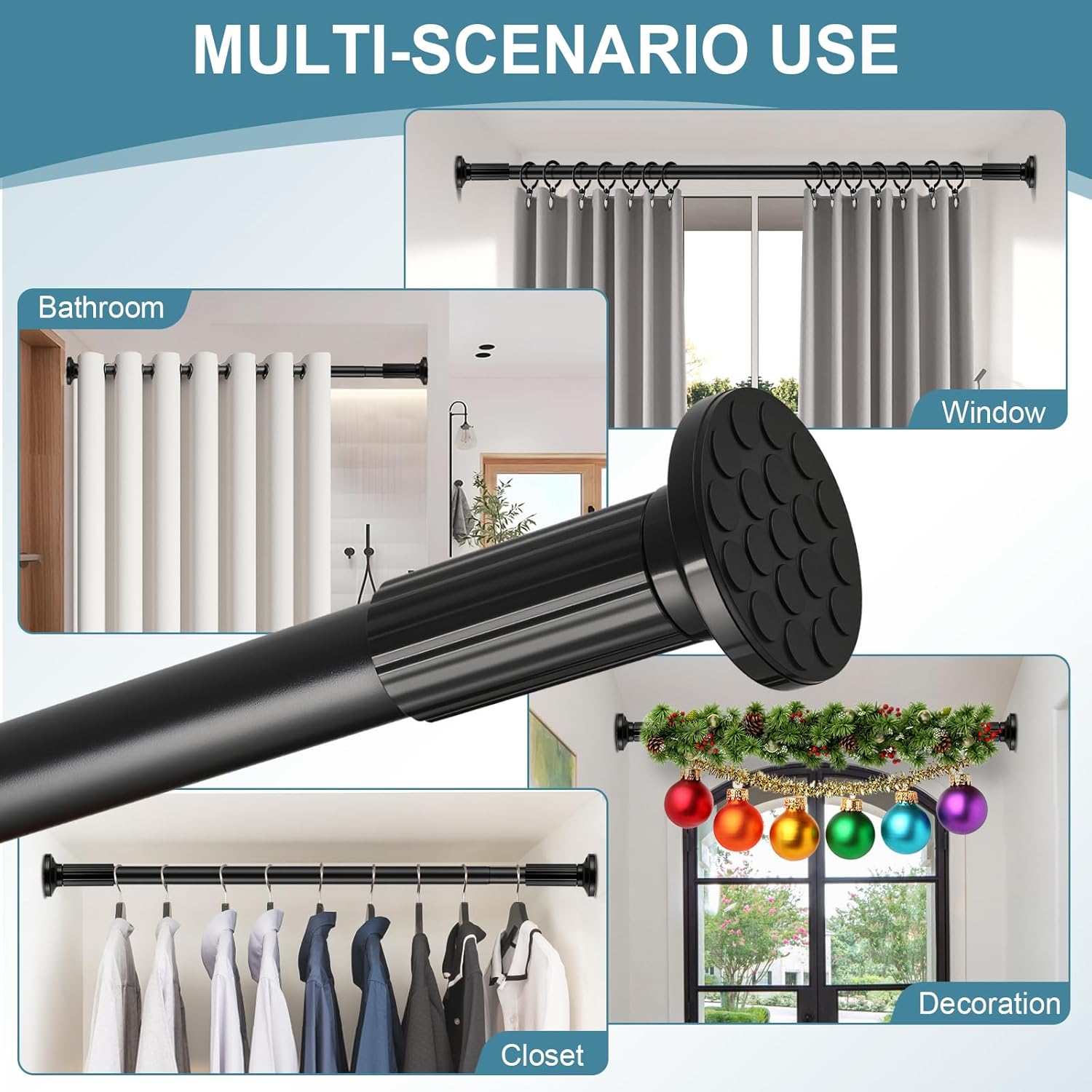 ZOCONE Black End Caps 2PCS for Curtain Rods