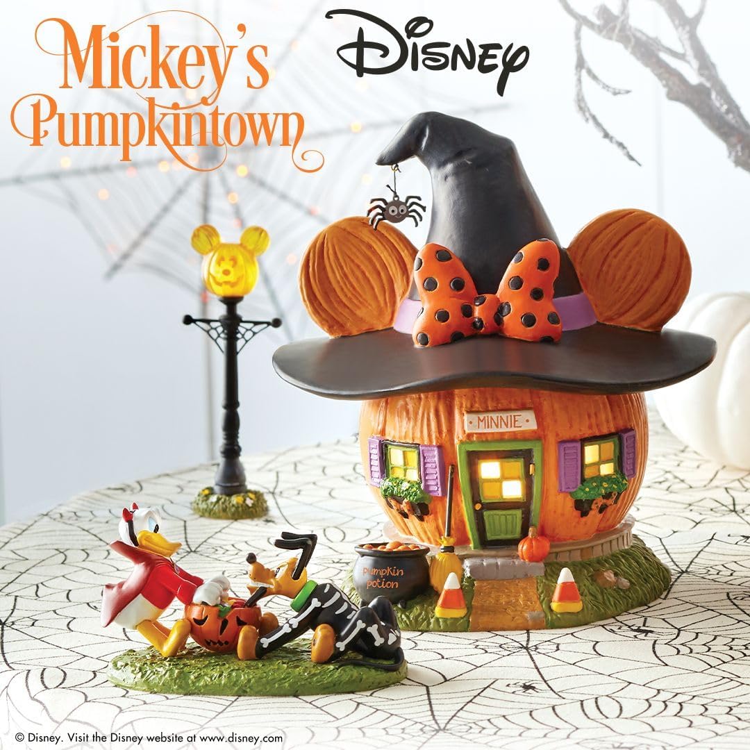 Department 56 Disney Village Halloween Minnie Mouse Pumpkin Town House Light Building