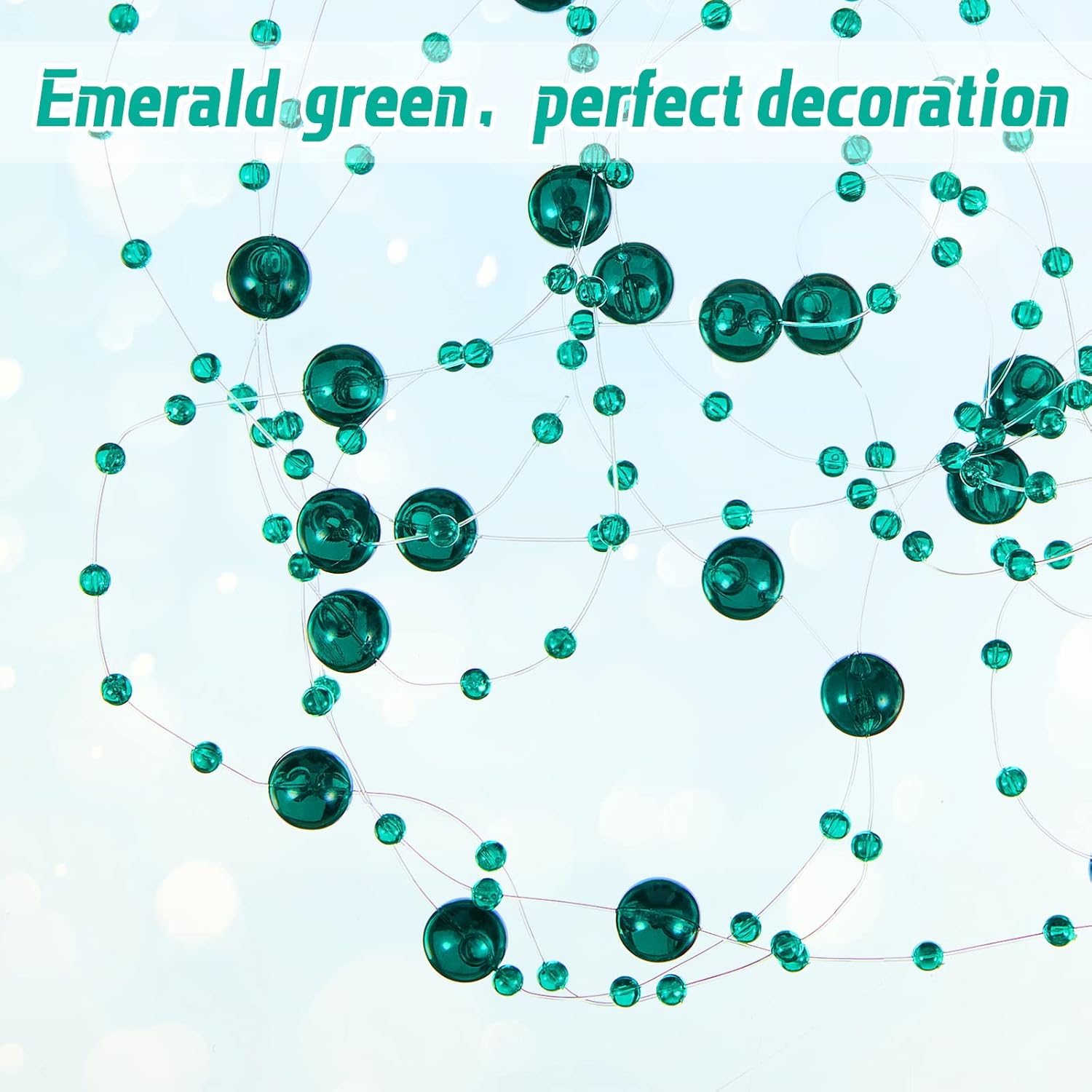 Tondiamo 24 Pcs Clear Green Artificial Pearl Garland String Decorations
