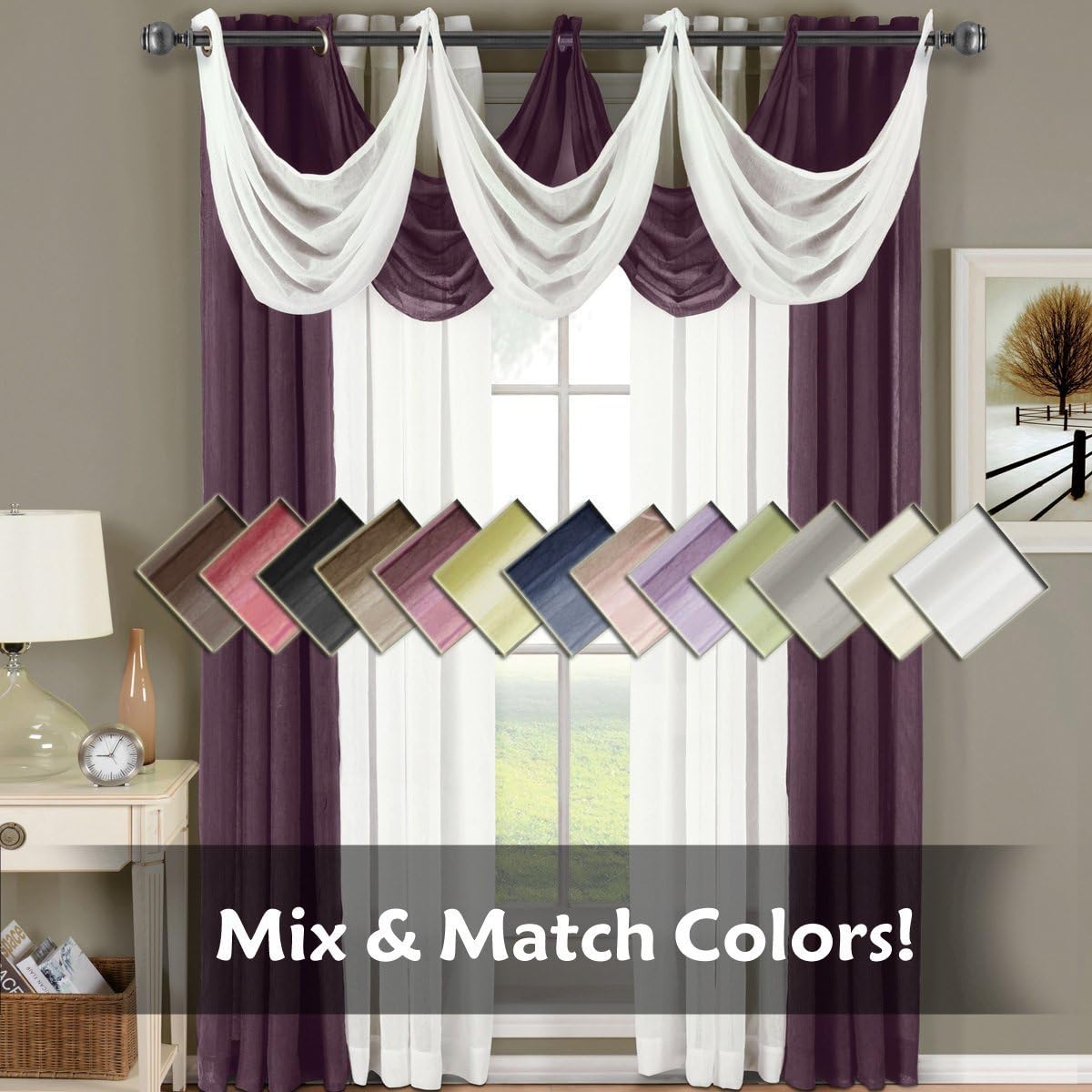 Sheetsnthings Solid Abri Grommet Valance 24x24 Black