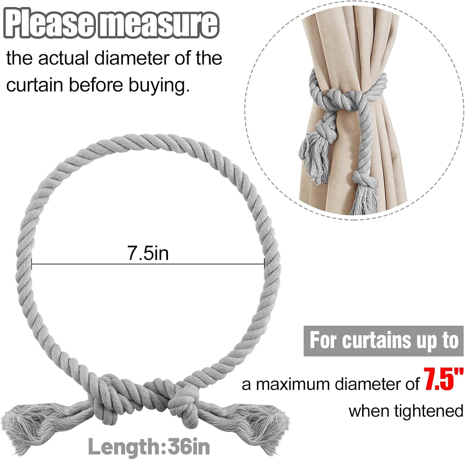 4 Pcs Hand Woven Curtain Tiebacks No Drilling
