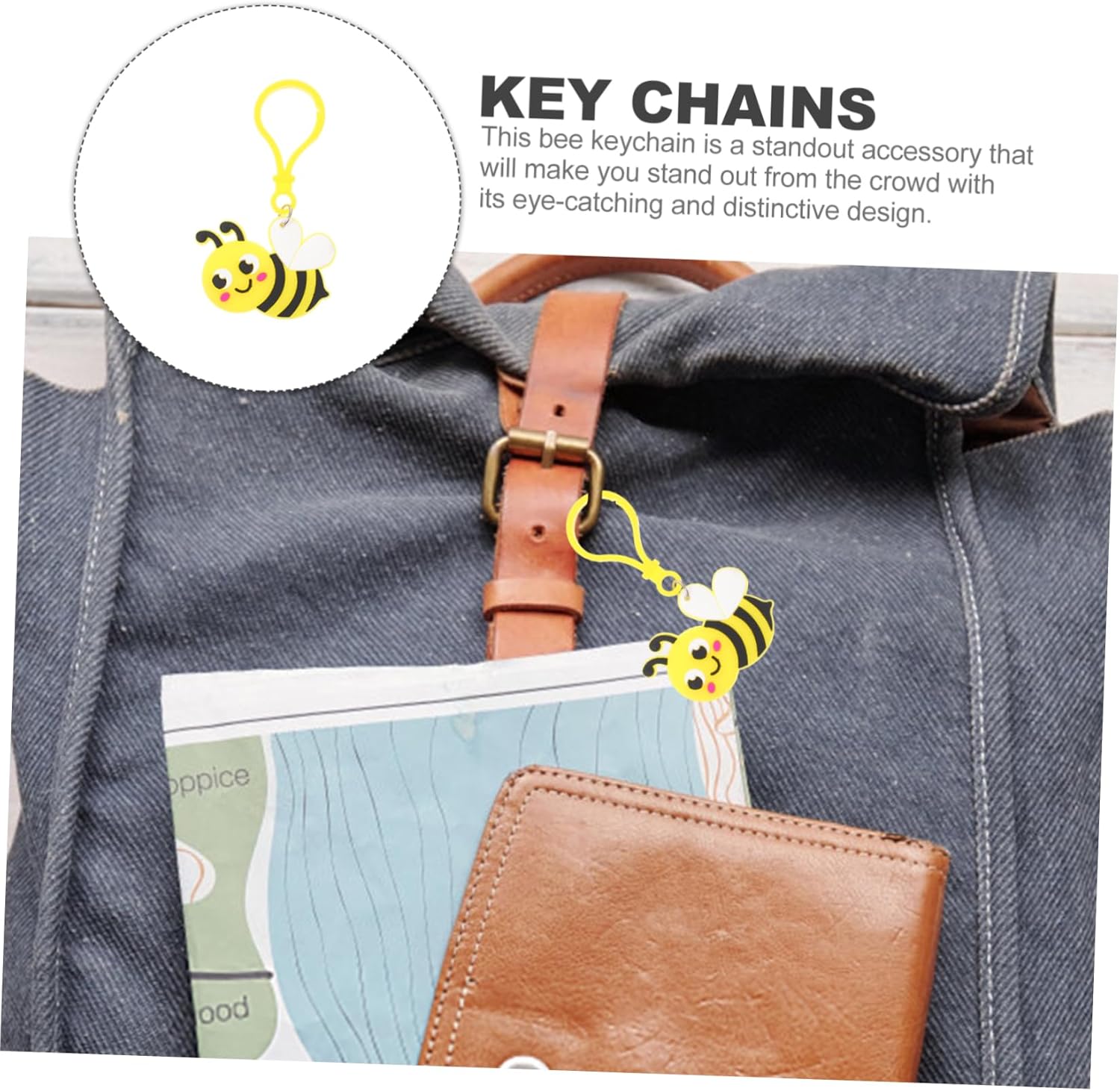 24pcs Cute Bee Keychains for Backpack and Party Favors