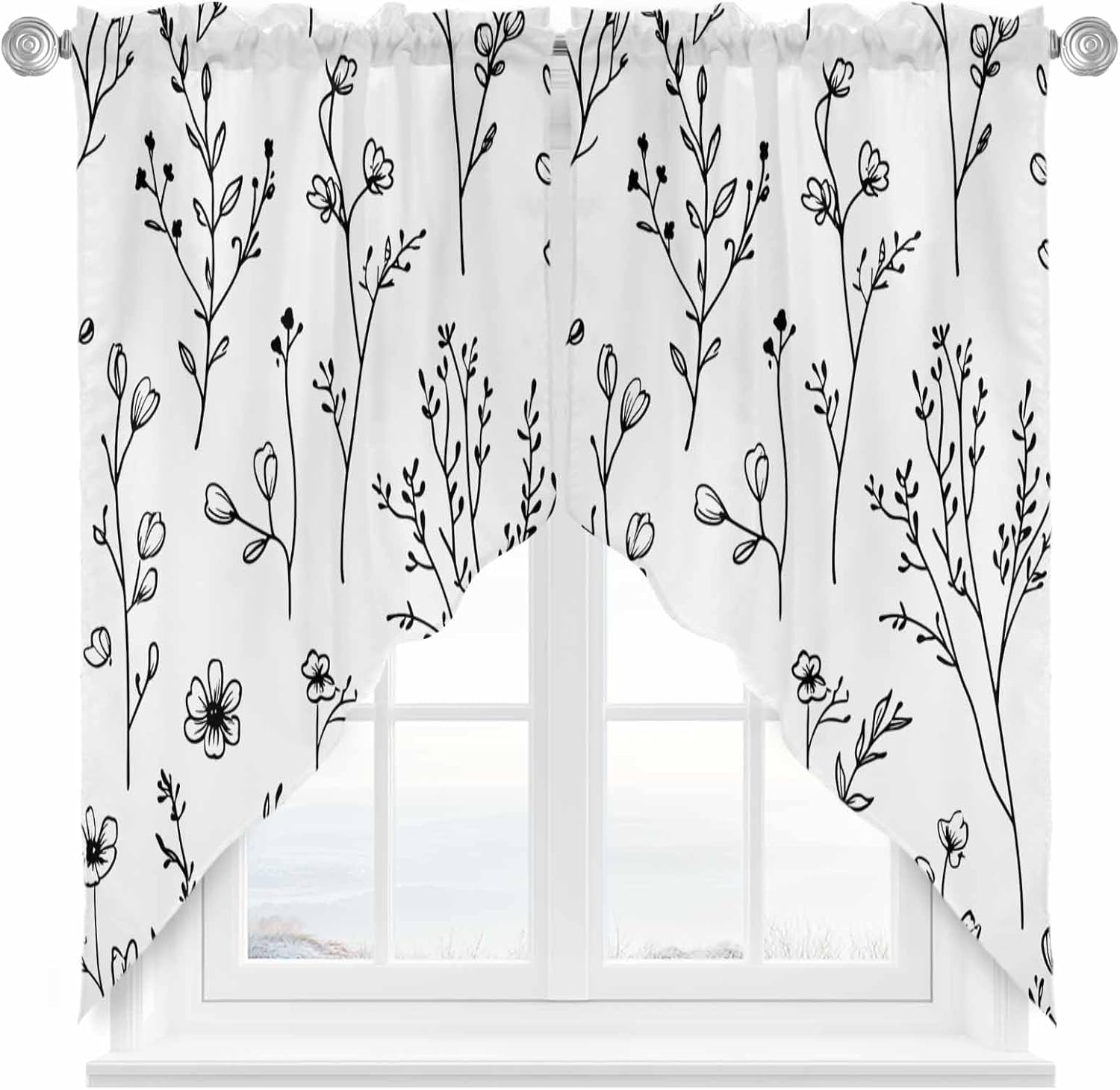 Spring Blooms Botanical Swag Valances 2 Pack Kitchen Window Curtains