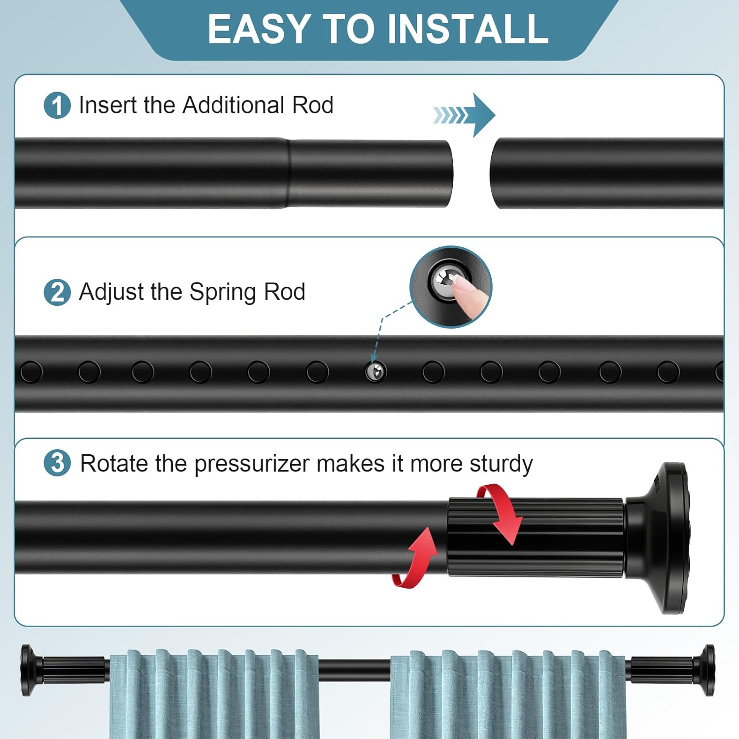 ZOCONE Black End Caps 2PCS for Curtain Rods