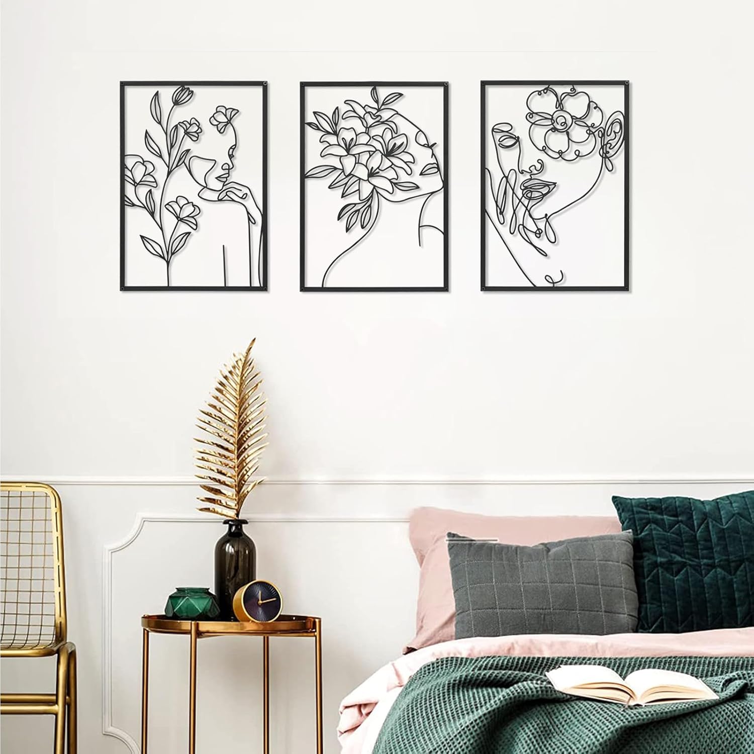 HOTNIU 3 Piece Black Metal Wall Decor Set