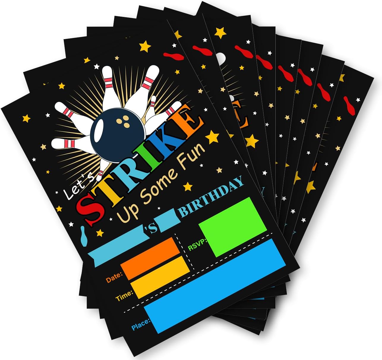 Soiceu Bowling Birthday Invites with Envelopes Set of 20