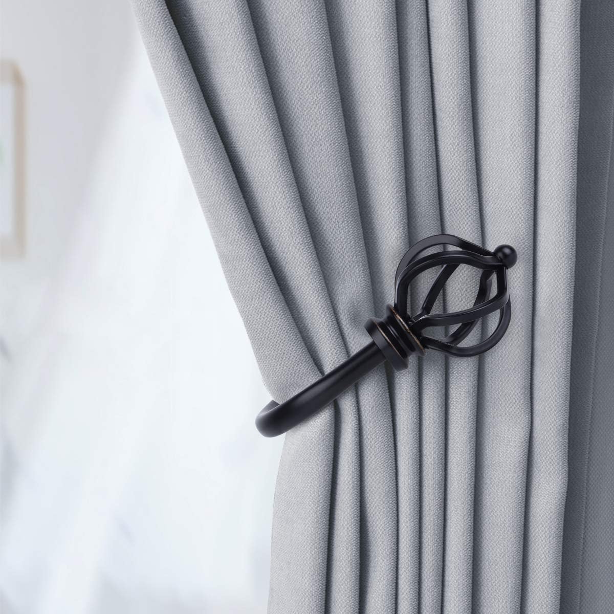 KAMANINA Black Twisted Cage Curtain Holdbacks Small 2 Pack