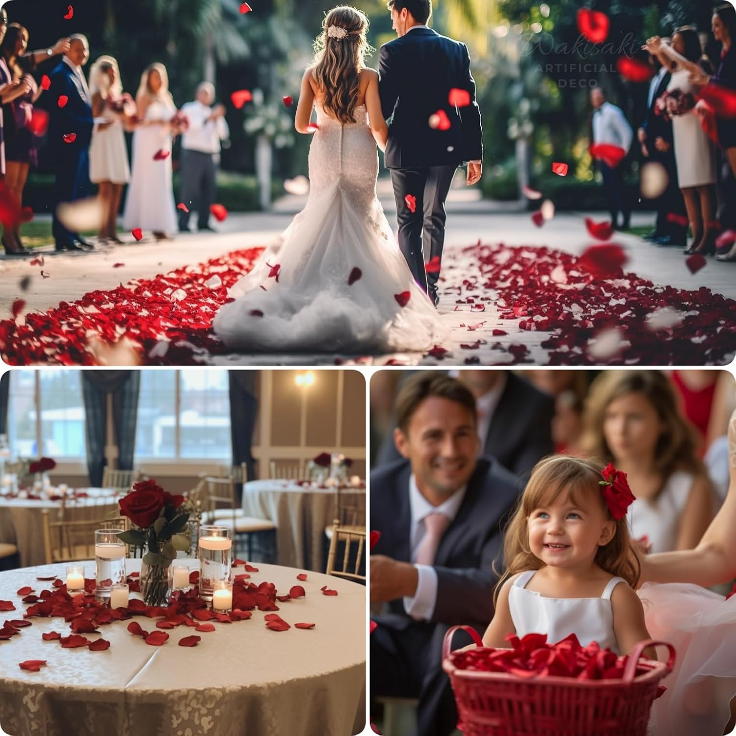 Pre-Separated Scented Artificial Silk Rose Petals 1000 PCS Dark Red