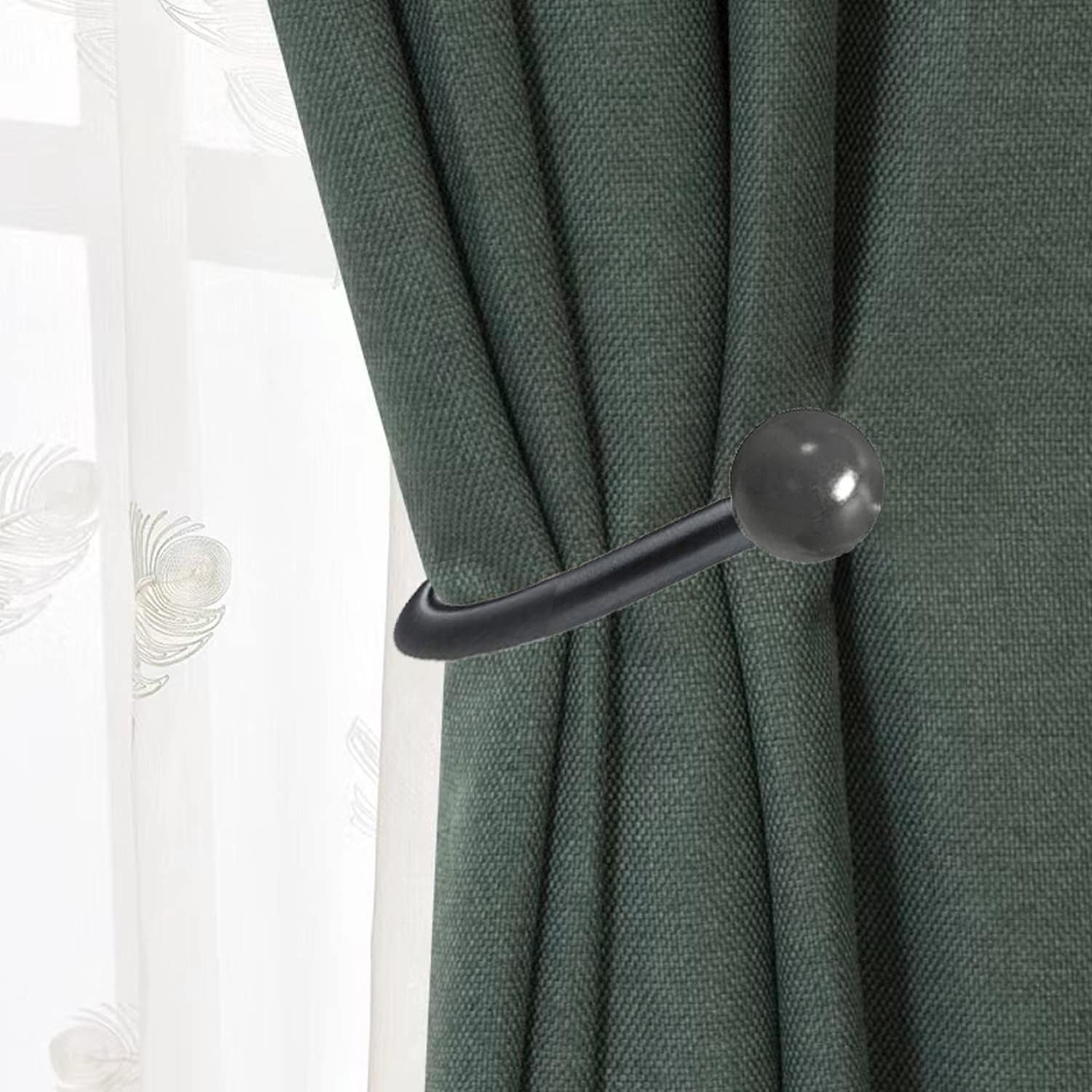 Meetart Black Curtain Holdbacks 4 Pack with Screws