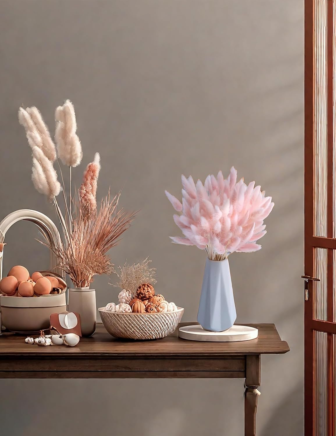 Xins Convey 120pcs Dried Bunny Tail Pink Decor