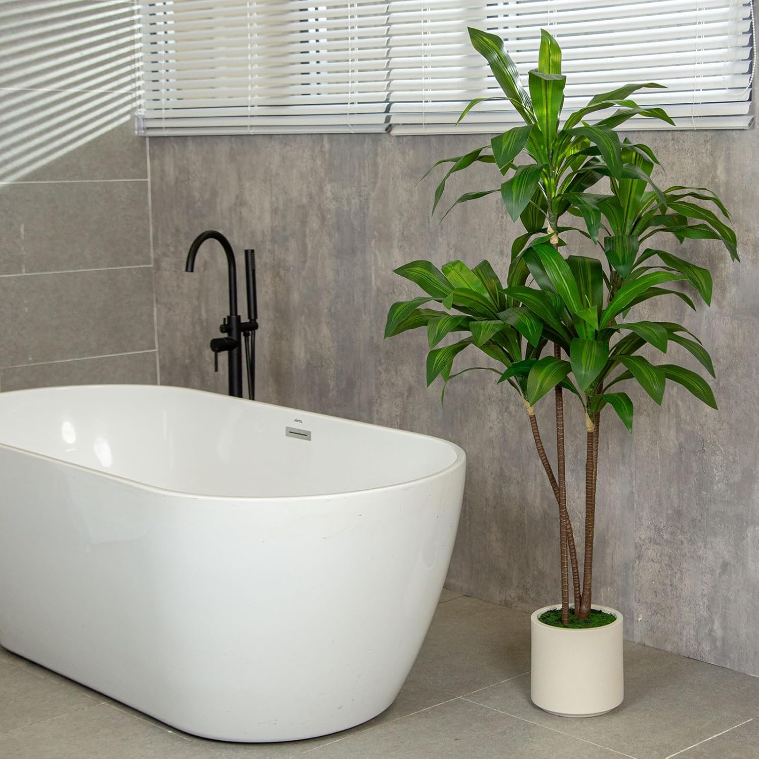 VIVATREES 6FT Artificial Dracaena Tree with White Planter