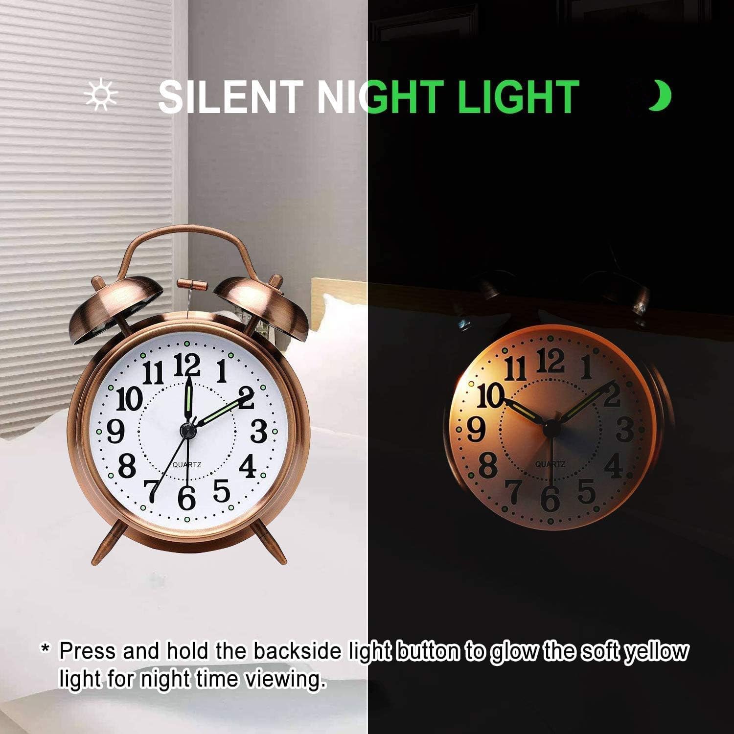 Azyh Loud Alarm Clock for Heavy Sleepers Red Brown