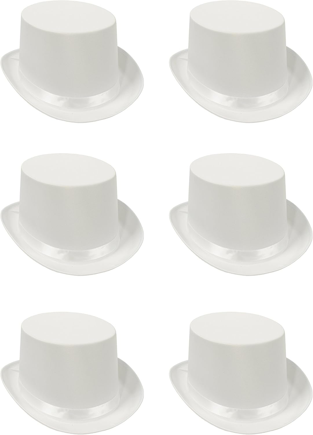 Beistle 60839-W 6 Pack White Satin Top Hat