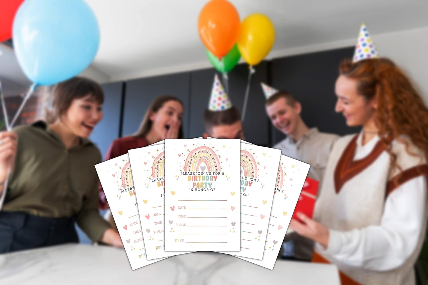 Lesixur Rainbow Birthday Party Invitation Cards 20PCS With Envelopes