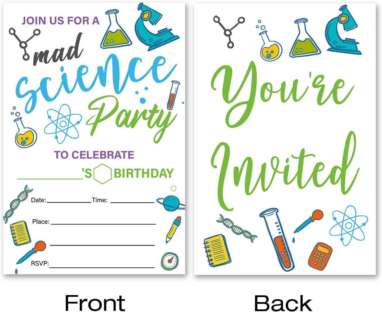 VAHATAN Science Birthday Invitations 20 Pack With Envelopes