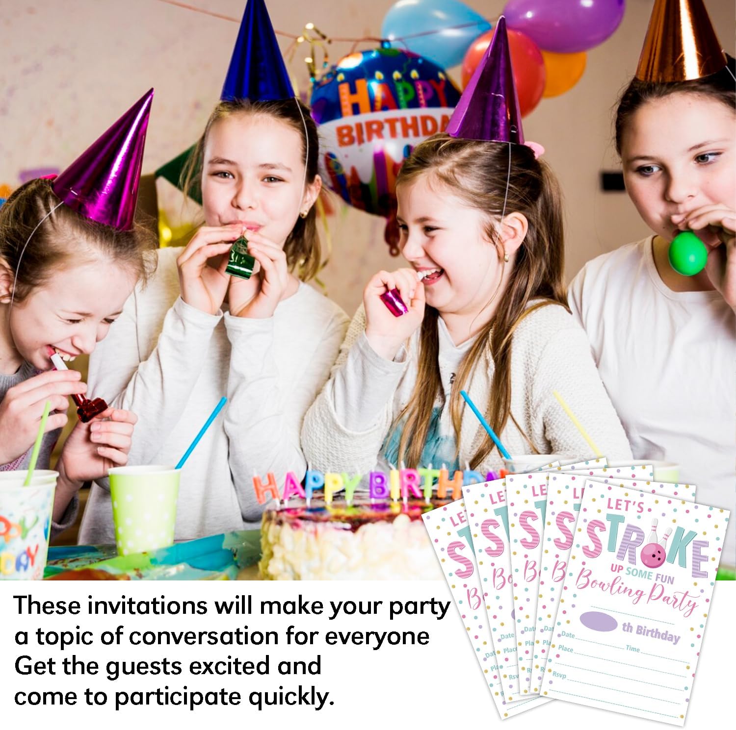 GaNiao Bowling Birthday Party Invites 20 Pcs with Envelopes