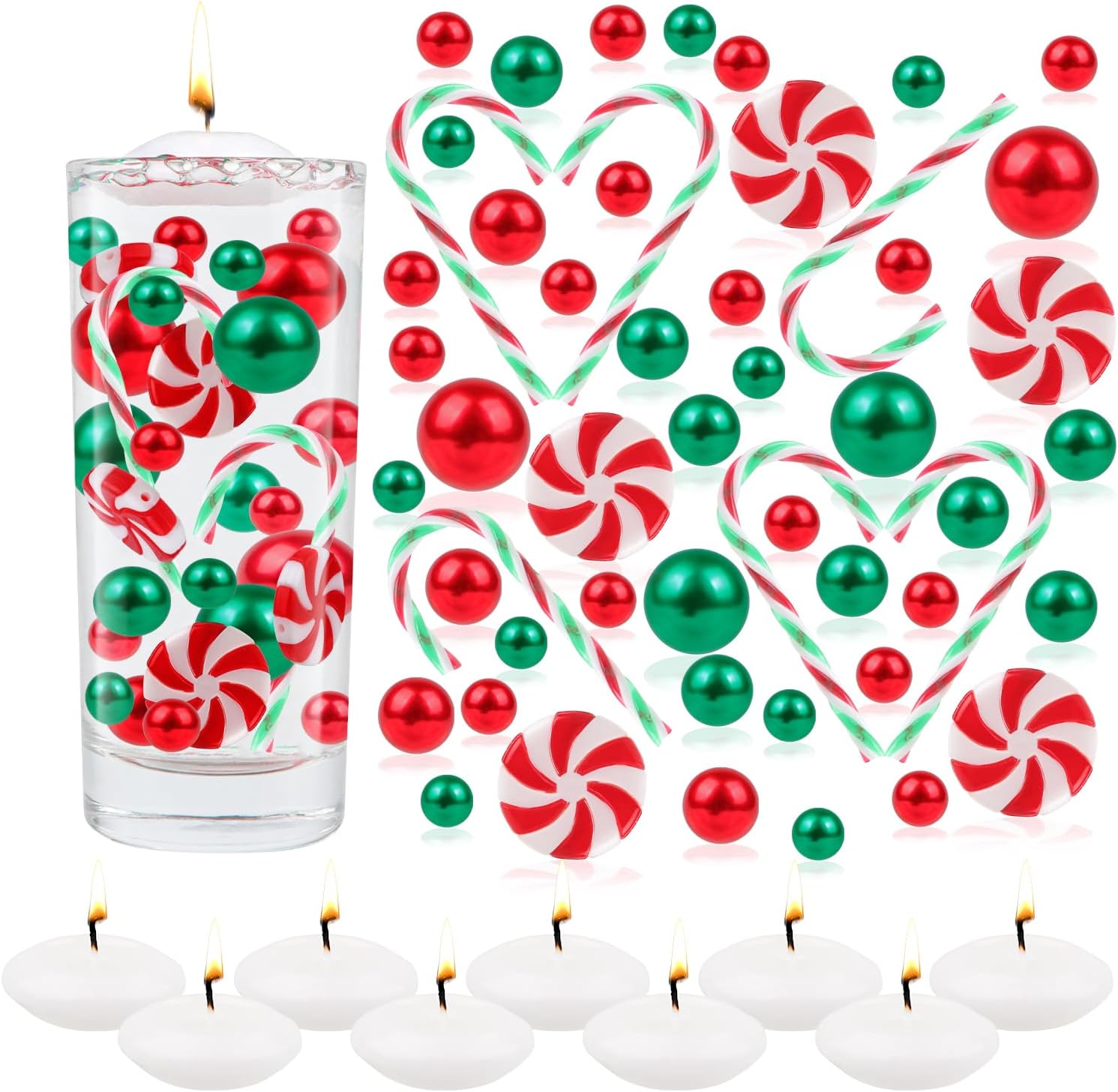 Larber Christmas Vase Filler Set with Floating Candles