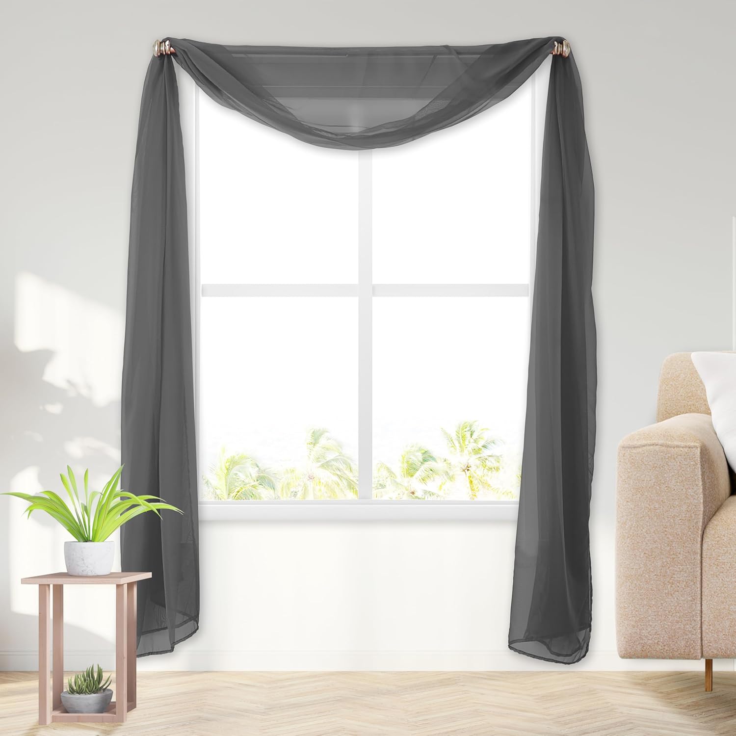 Elegant Comfort Sheer Curtain Panel - 55 x 216 Gray