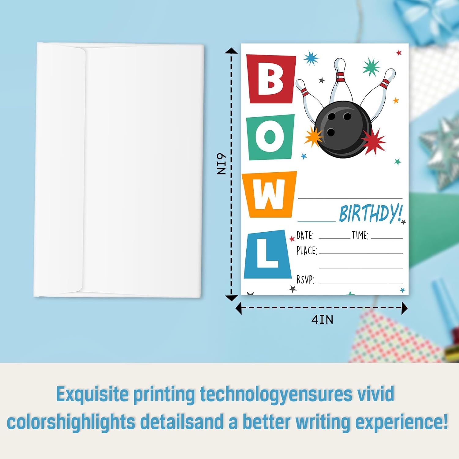 Bowling Birthday Invitations 25 Pcs With Envelopes
