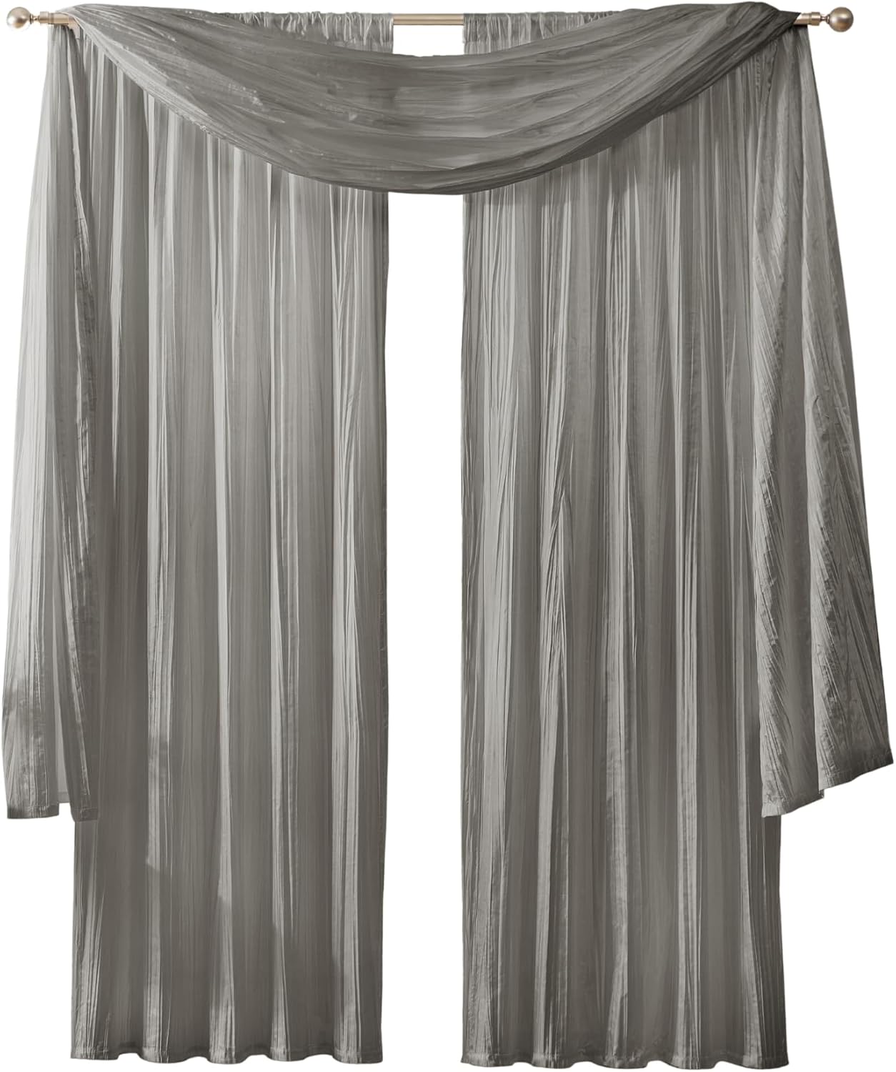 Elrene Home Fashions Athena Faux Crushed Silk Curtain Panel and Valance Set 52x84