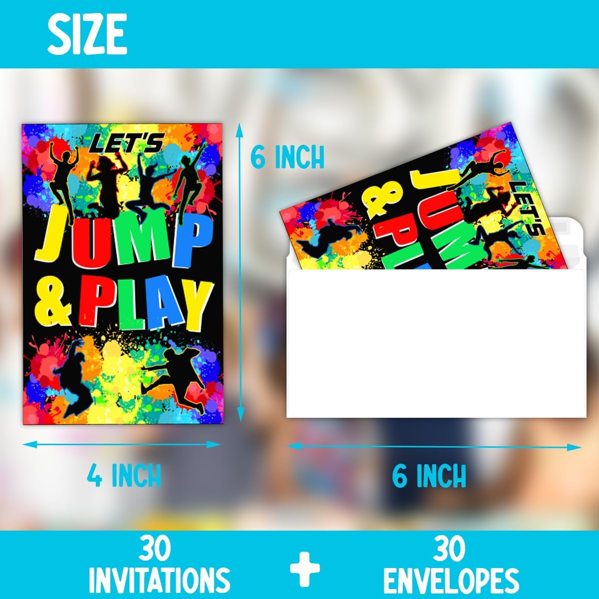 Trampoline Jump Birthday Party Invitations Set