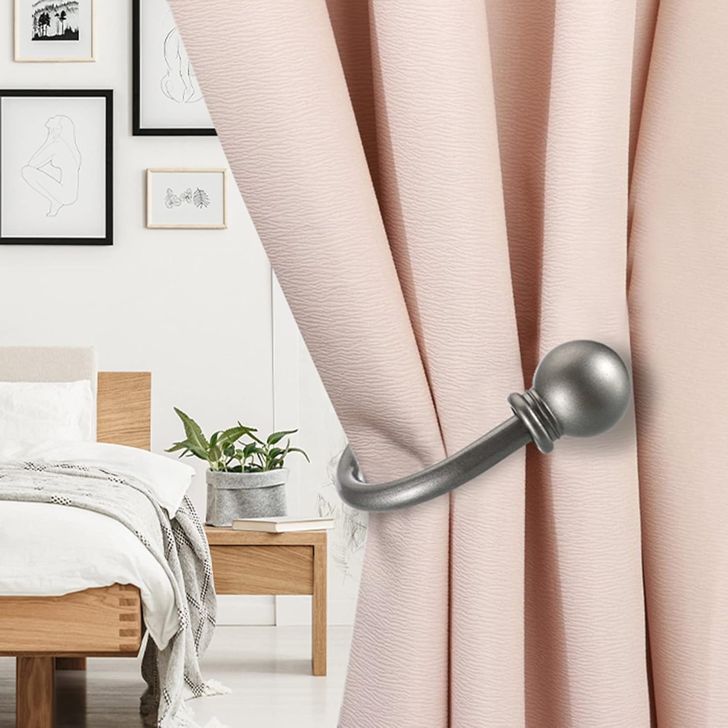 Sumnacon Set of 2 Decorative Curtain Holdbacks Grey