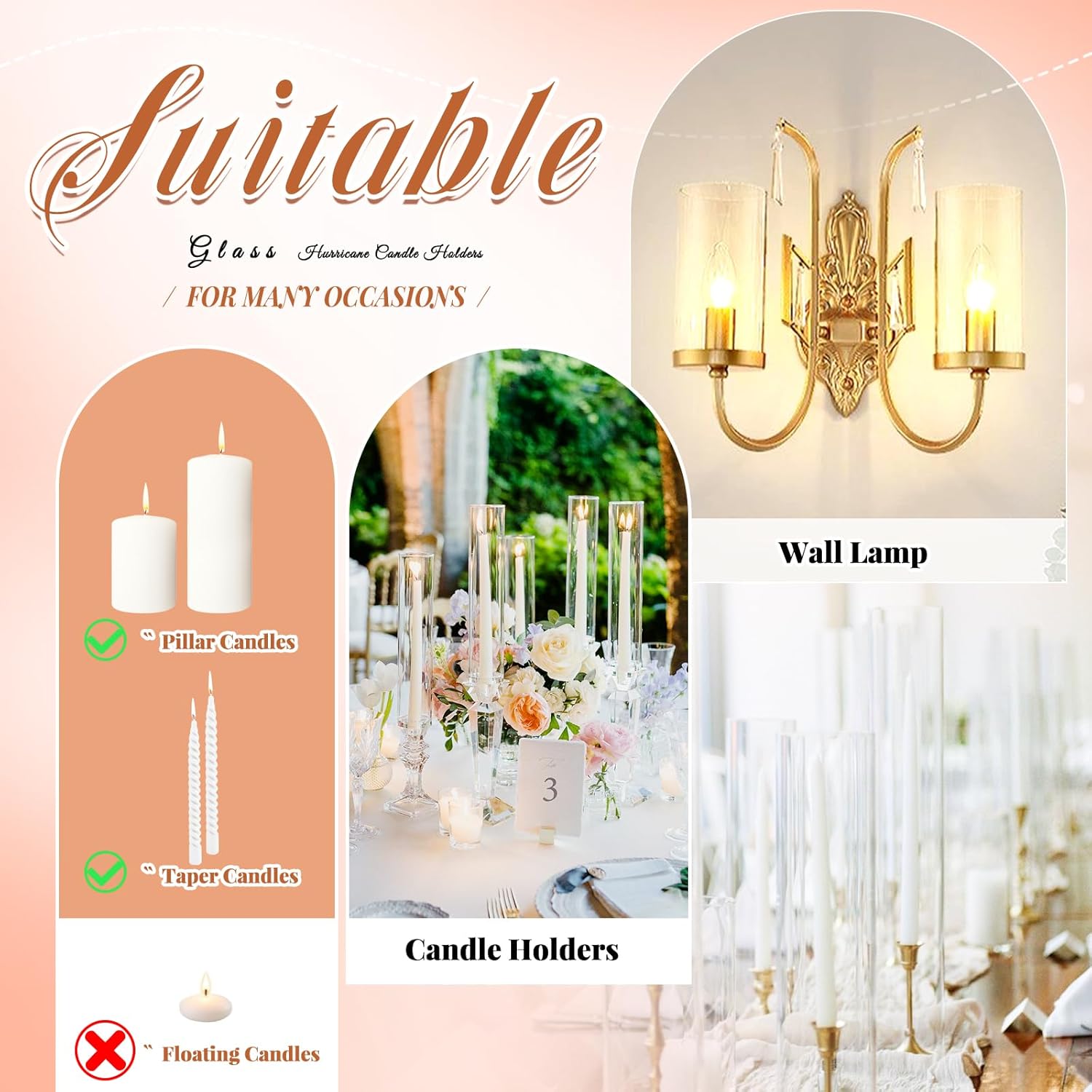 Showgeous 24 Piece Hurricane Candle Holder Set
