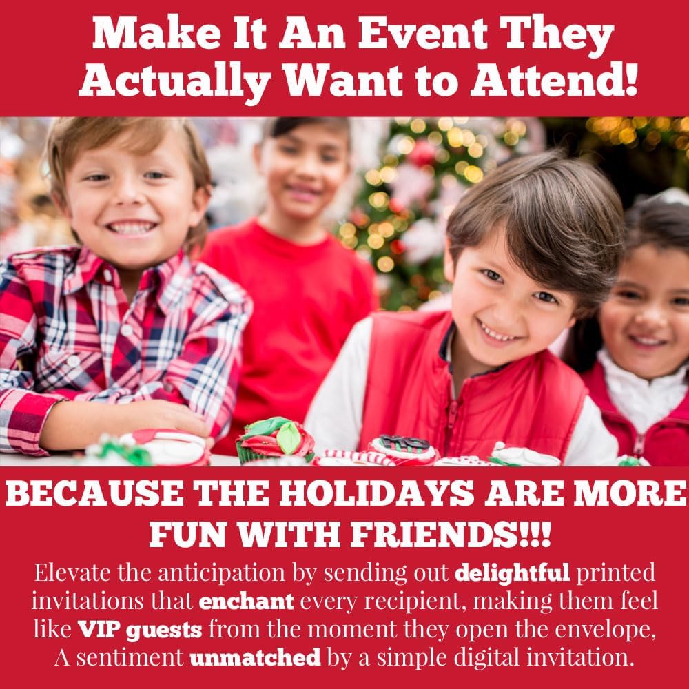 Elf Girl Christmas Invites with Envelopes 20 Pack 5x7 Double Sided