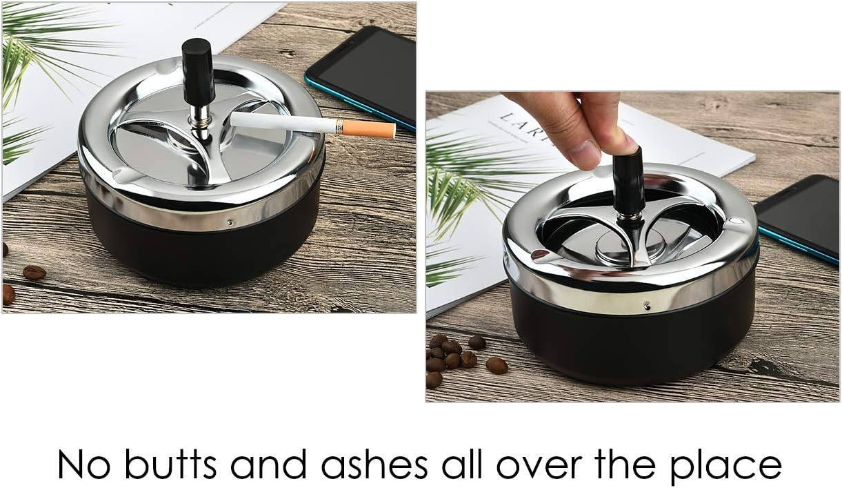 Round Push Down Ashtray with Spinning Tray
