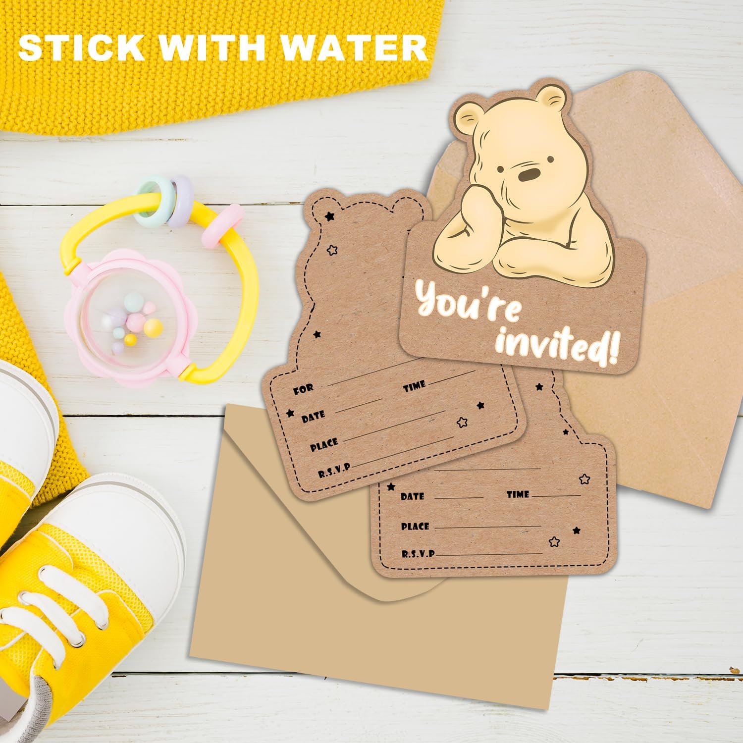 20PCS Winnie The Pooh Party Invitations with Envelopes