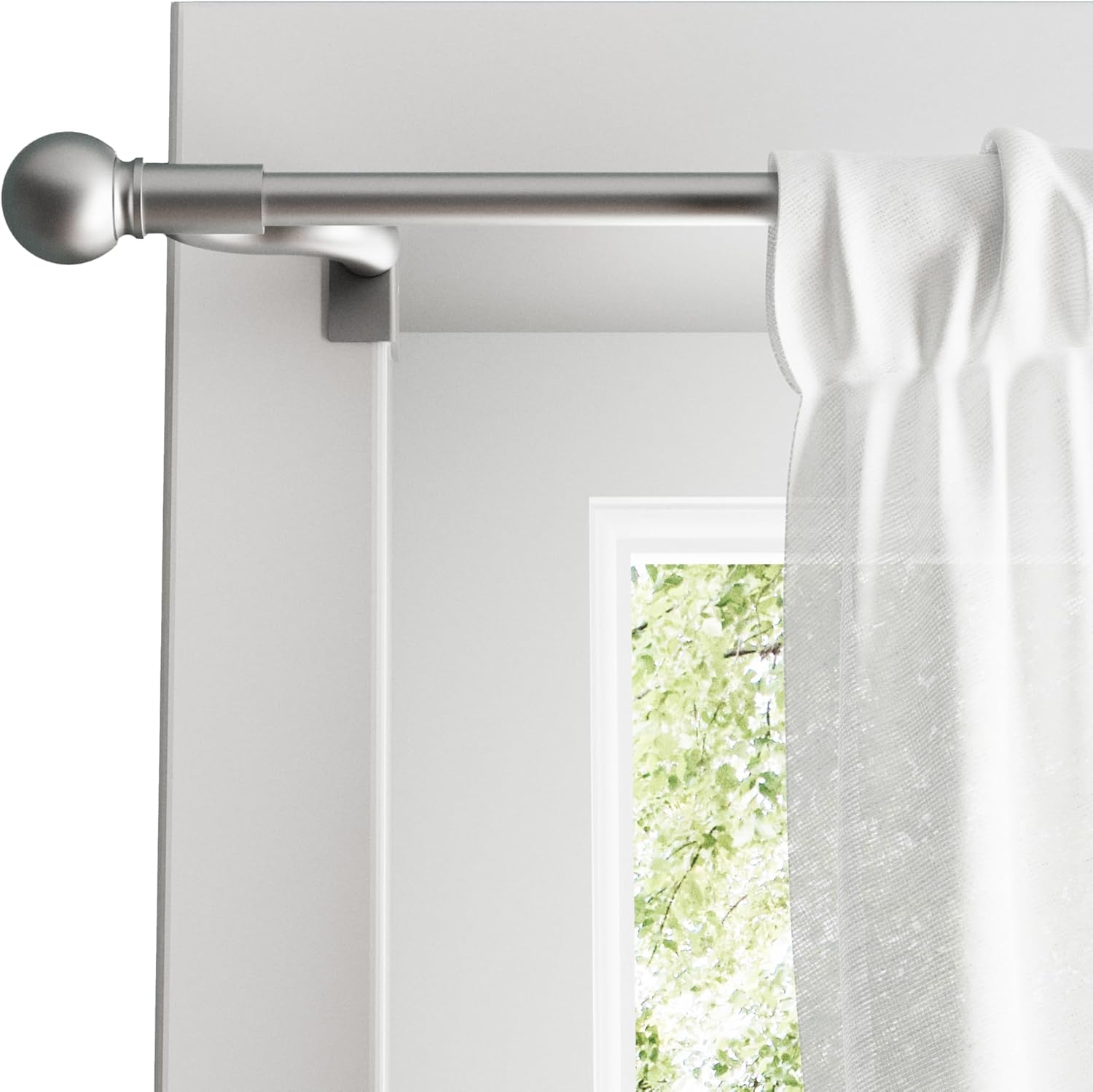 Zenna Home Adjustable Tension Curtain Rod with Decorative Finials
