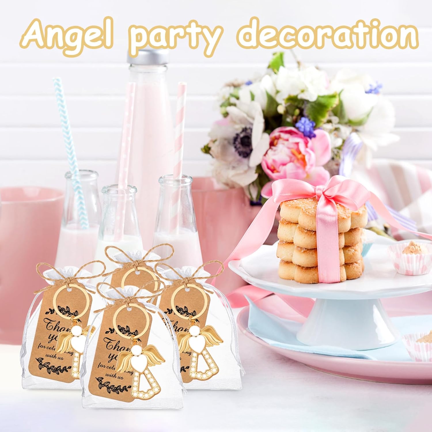 VZCBZC 24Set Angel Keychain Favor Pack