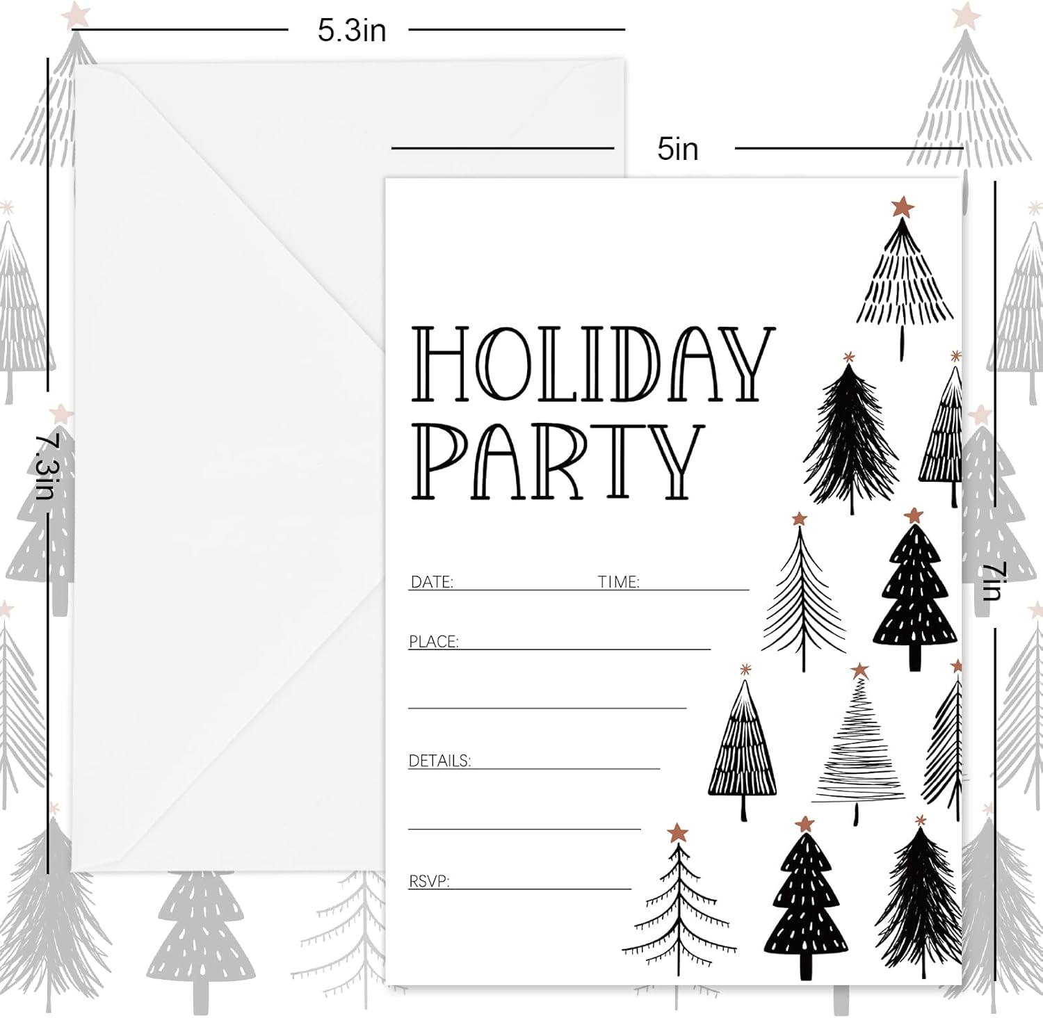 Whaline Christmas Invitations 20-Pack with Envelopes and Stickers