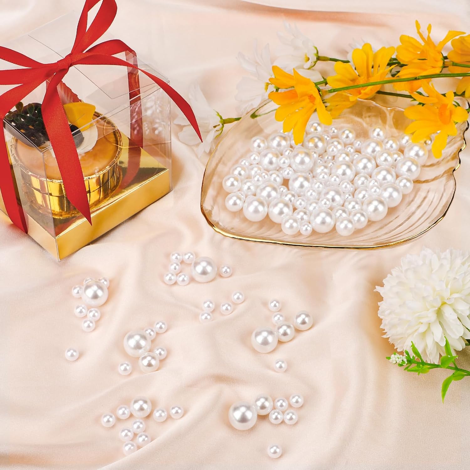 Suream 2600PCS 8mm Faux Plastic Pearls for Vase Fillers and Crafts