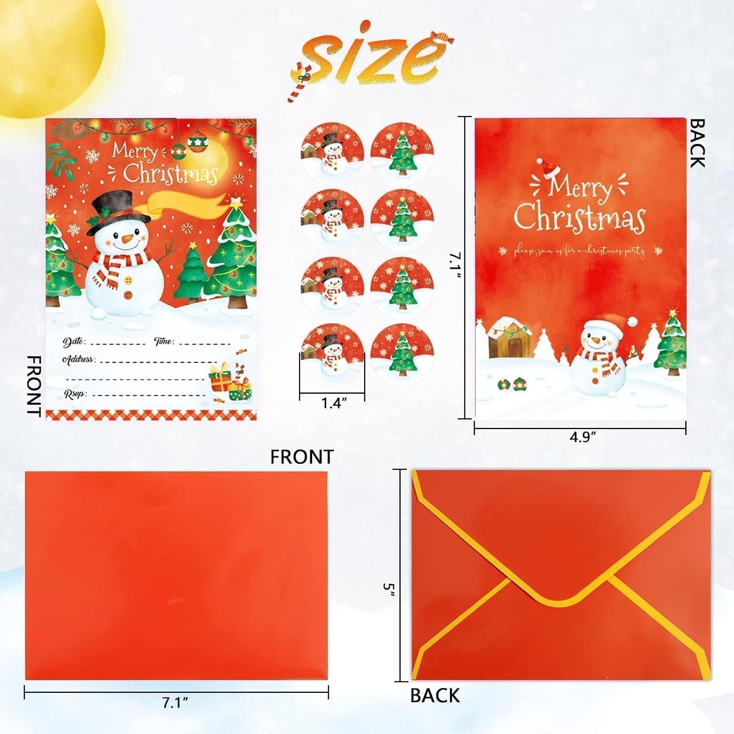 WERNNSAI 24 Pack Christmas Party Invitations with Envelopes and Stickers