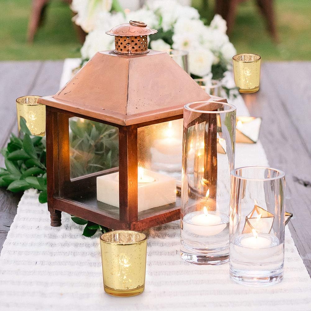 Gold Tea Light Candles Holders for Wedding Centerpieces 24Pcs