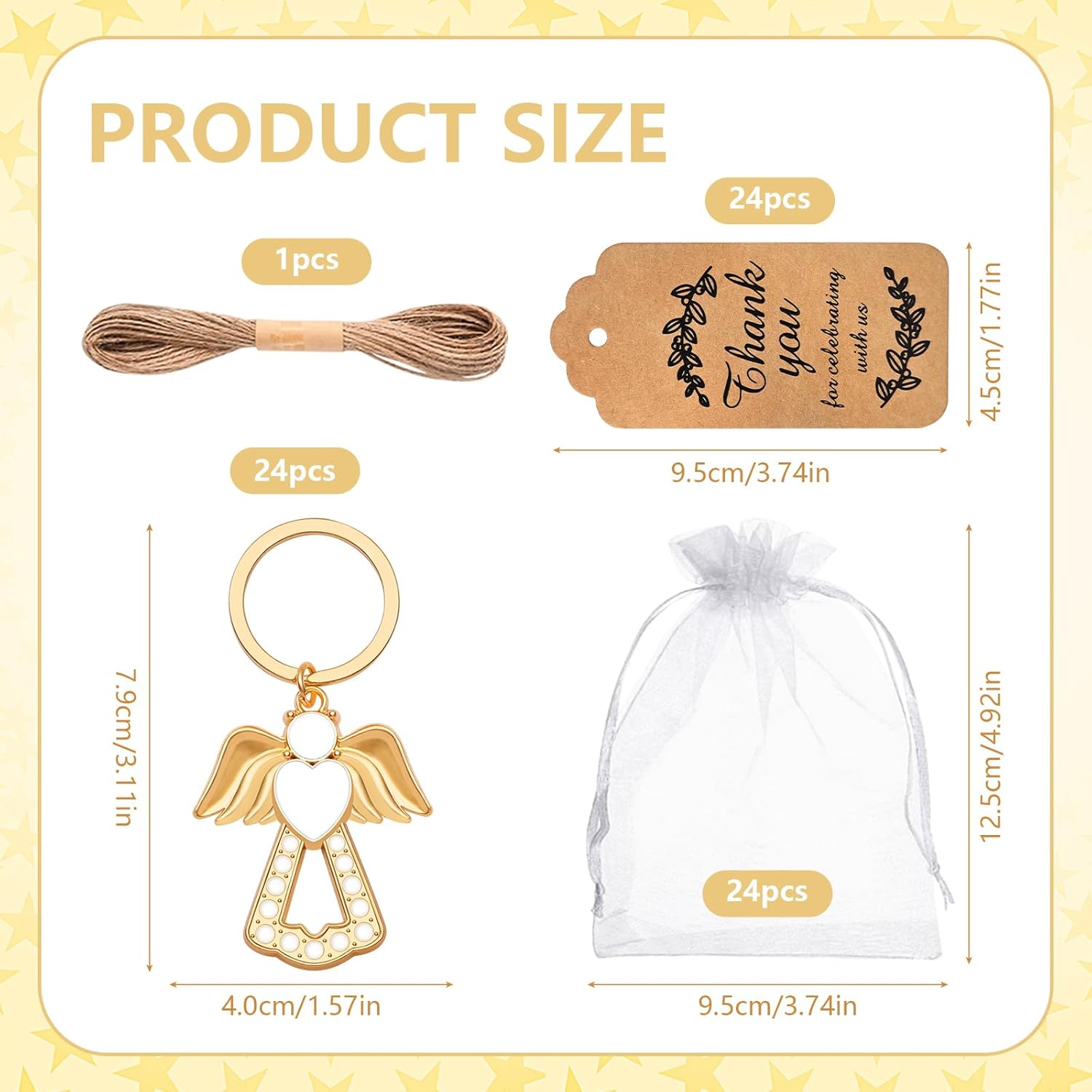 VZCBZC 24Set Angel Keychain Favor Pack