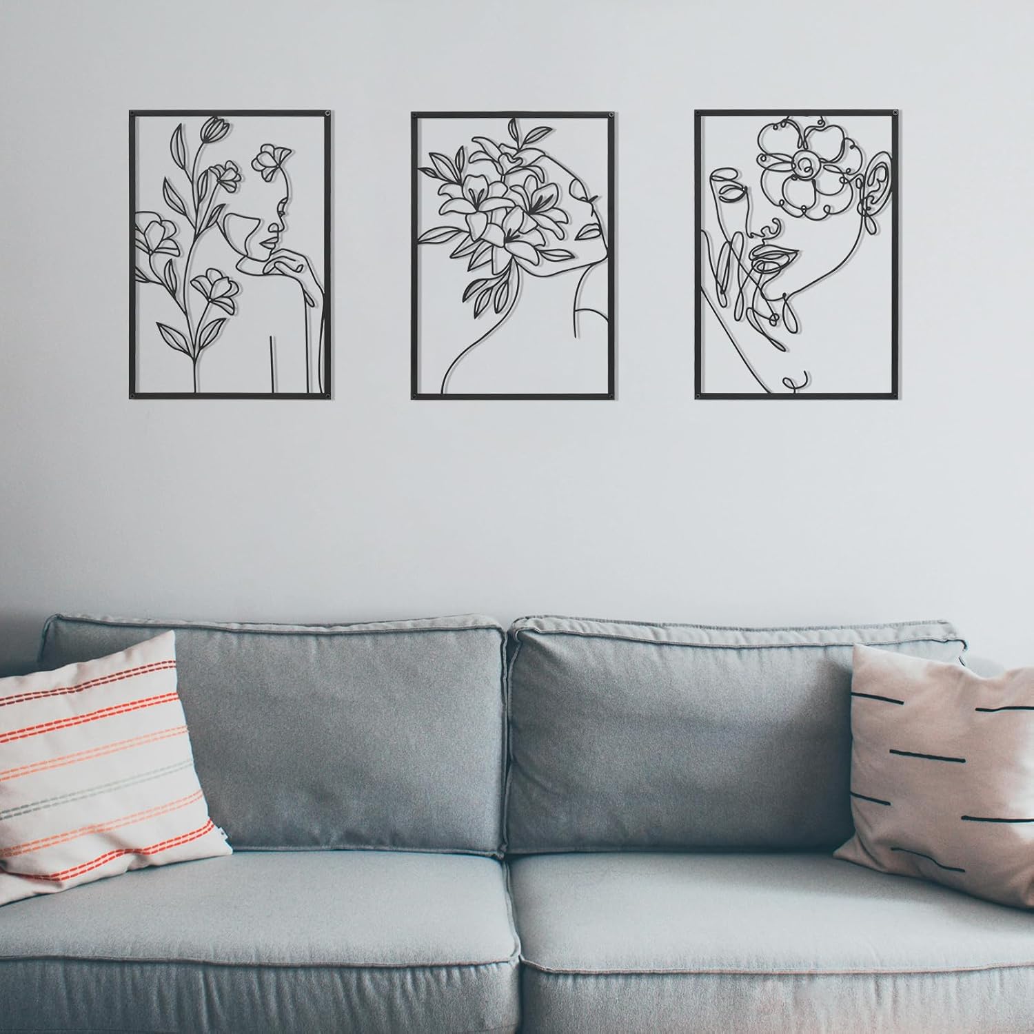 HOTNIU 3 Piece Black Metal Wall Decor Set