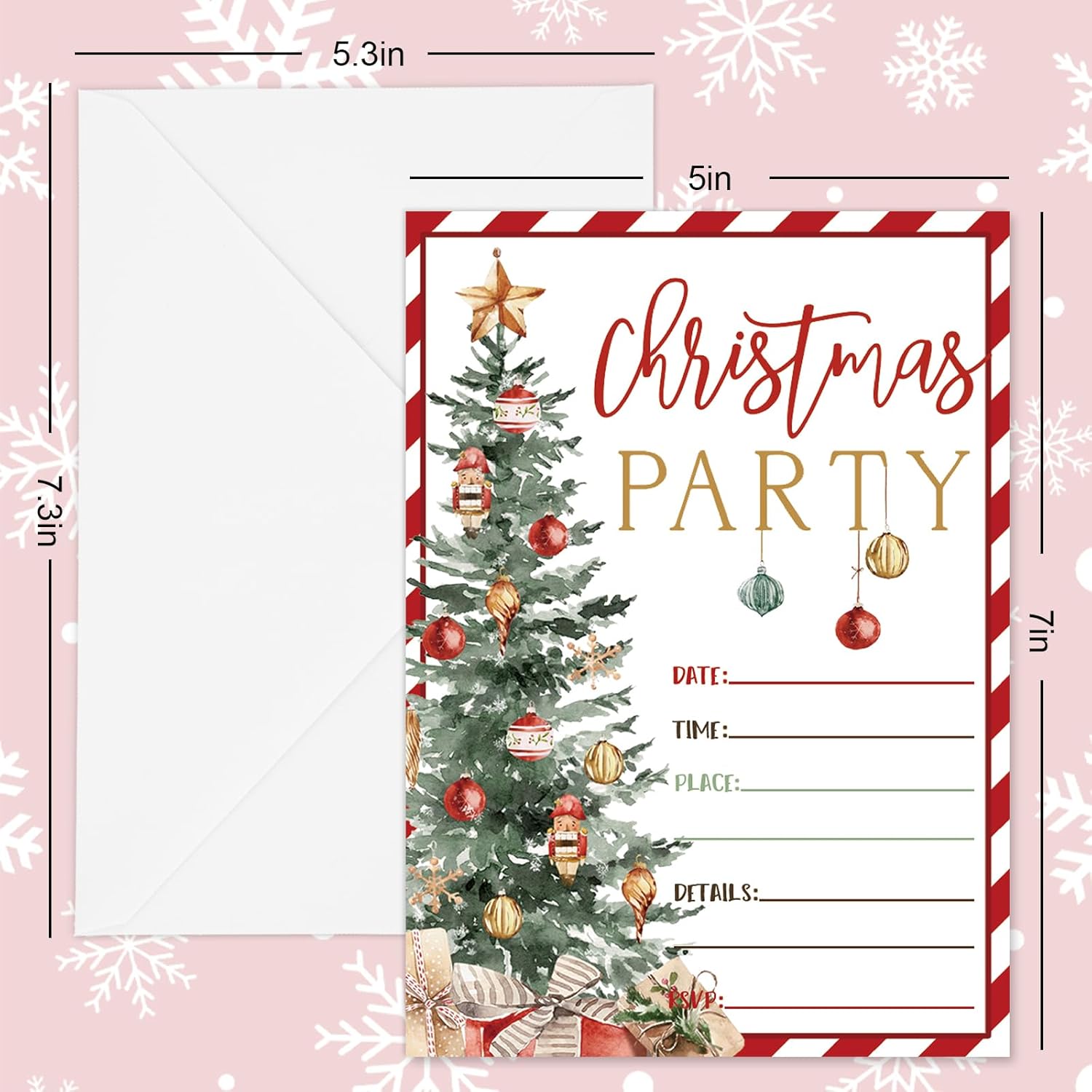 Whaline 25 Set Christmas Invitations with Envelopes and Stickers