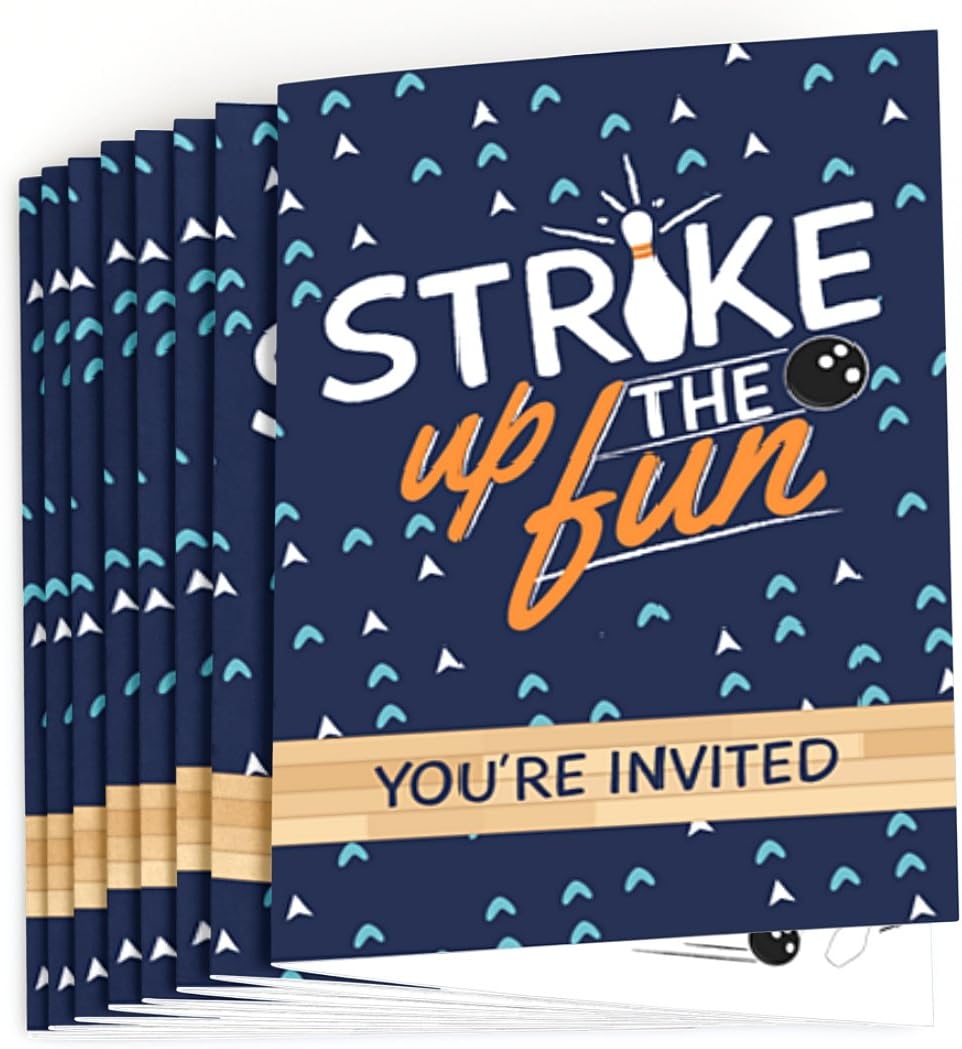 Big Dot of Happiness Bowling Party Invitations 8 Count Set