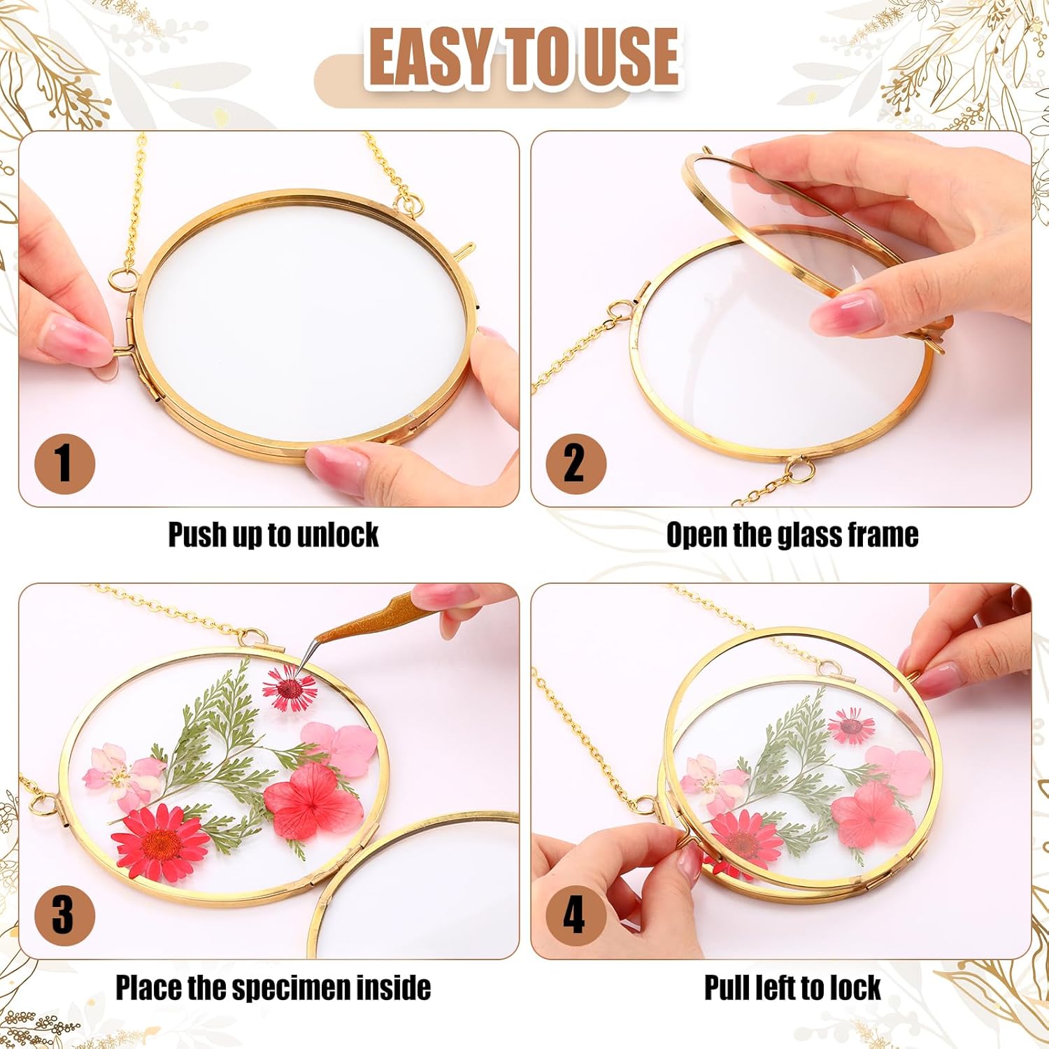BBTO 8 Pack Round Hanging Glass Frames Set 39 Inch