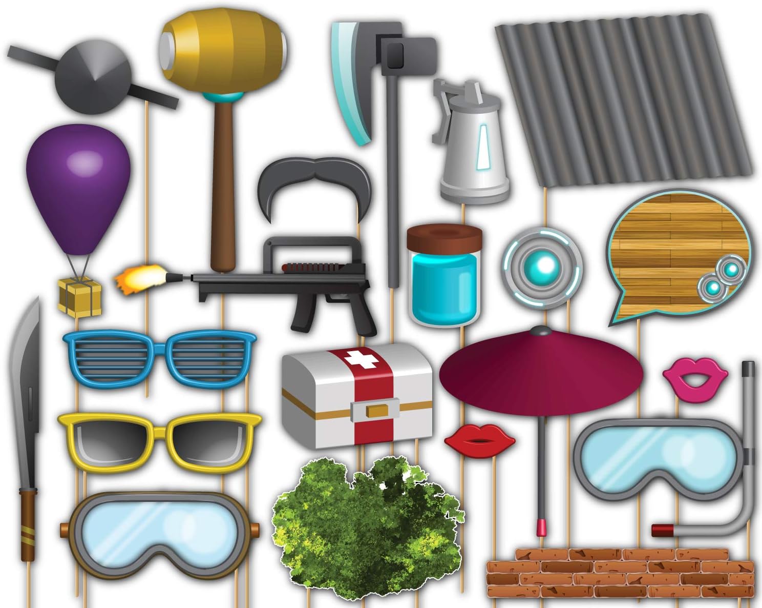 Birthday Galore Battle Gamer Fortnight Photo Booth Props Kit 20 Pack